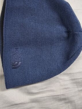 The North Face Navy Knit Beanie with Embroidered Logo